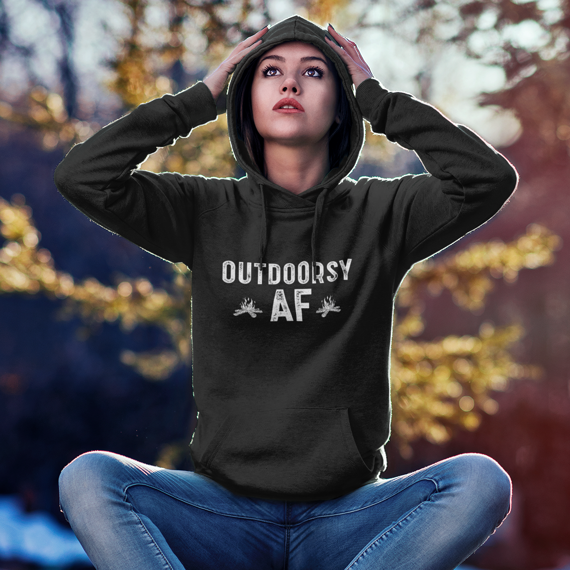 Unisex Hoodie - Outdoorsy AF New Design with Campfire Icons