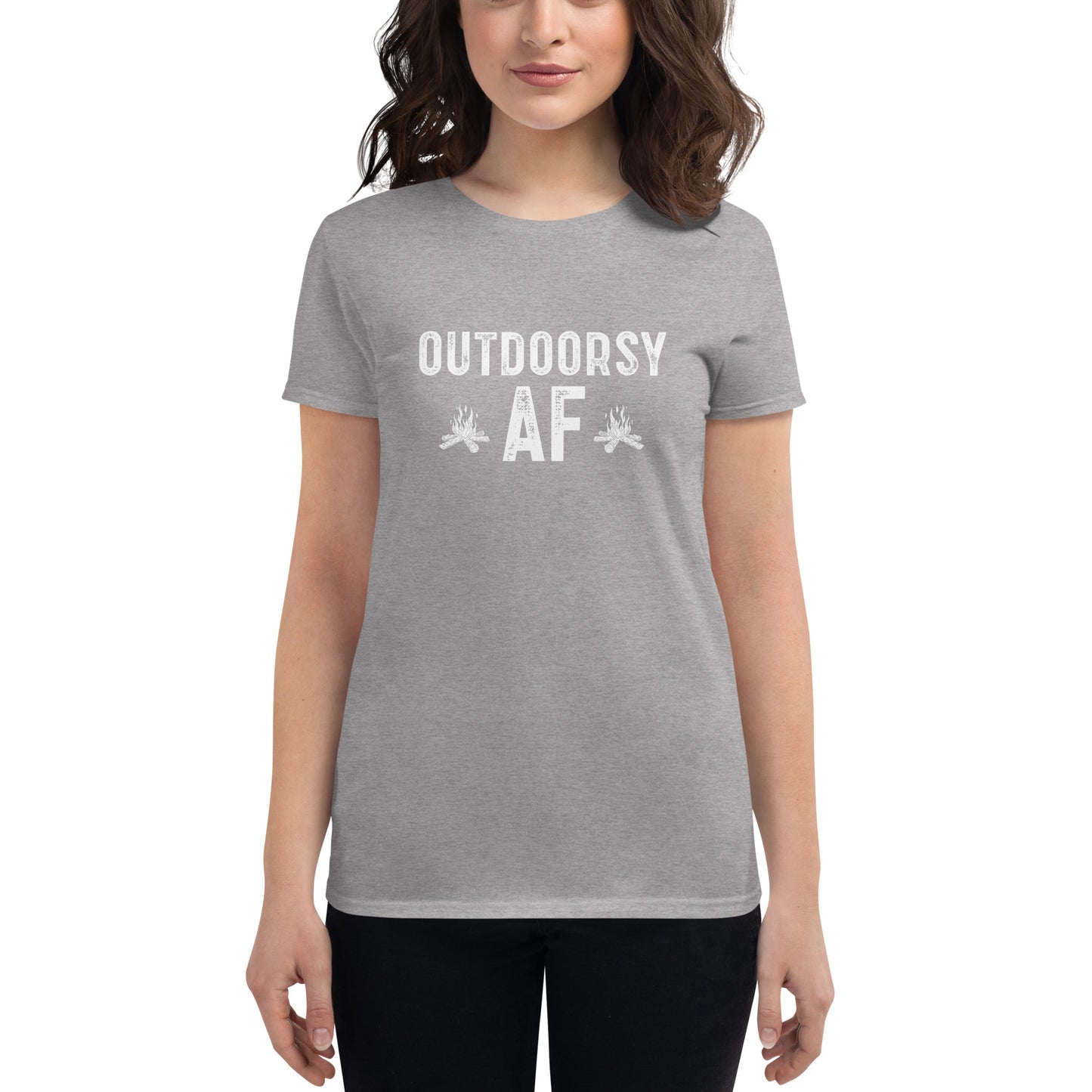 Women's Fashion Fit T-shirt - Outdoorsy AF New Design