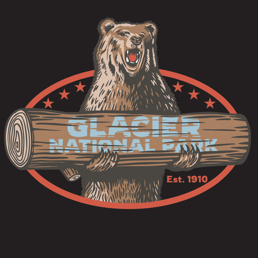 Men’s Premium Heavyweight Tee - Glacier NP Bear and Log