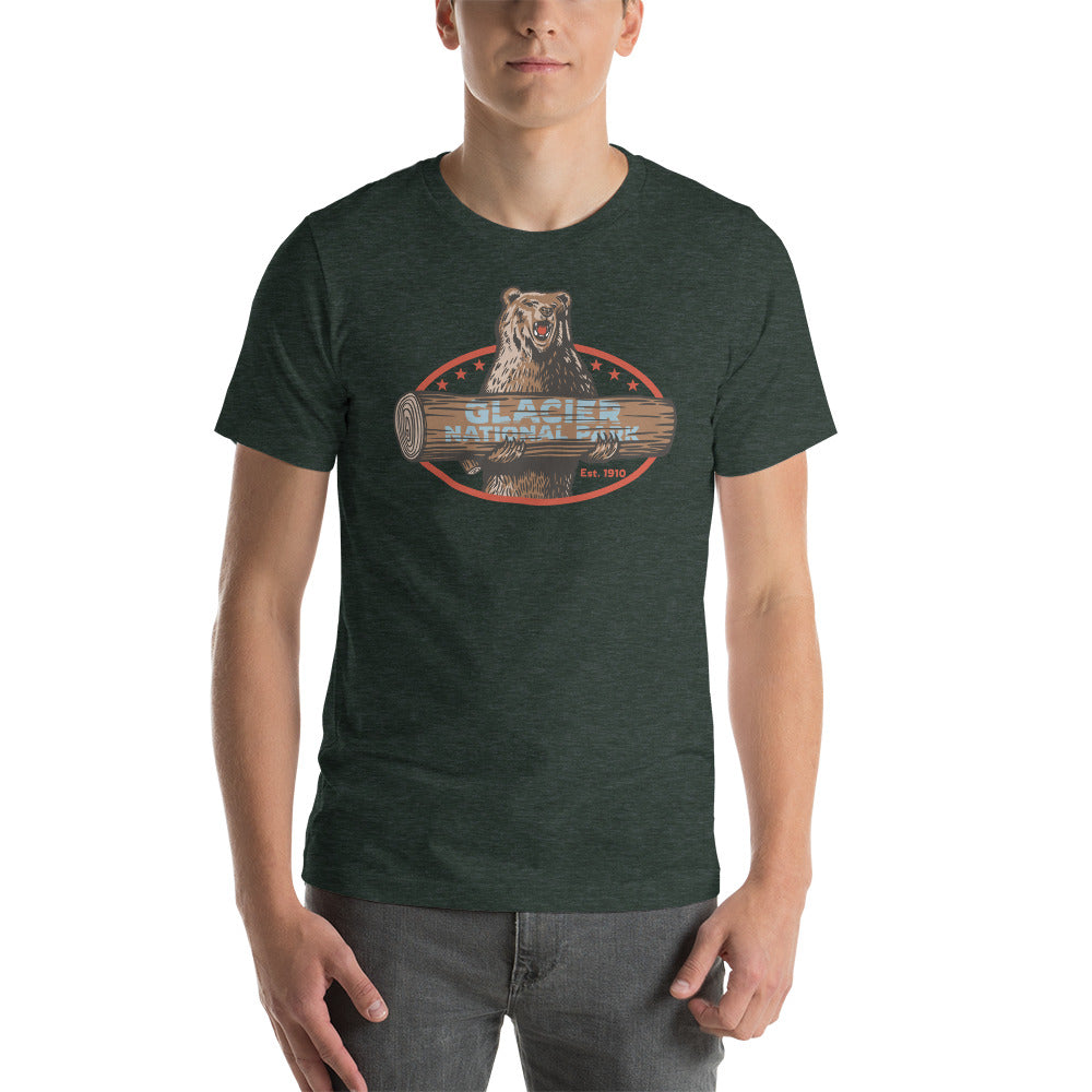 Unisex Premium T-shirt - Glacier NP Bear and Log