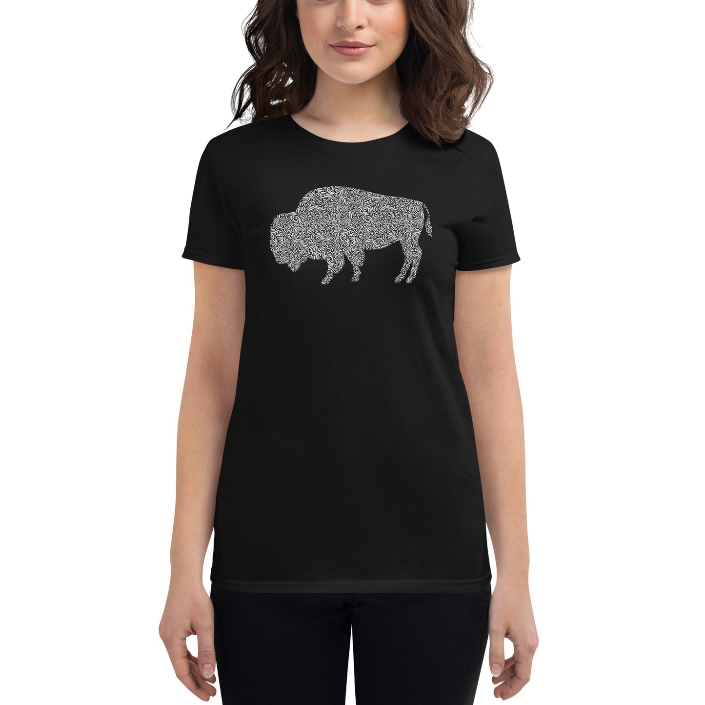 Women's Fashion Fit T-shirt - Floral Bison