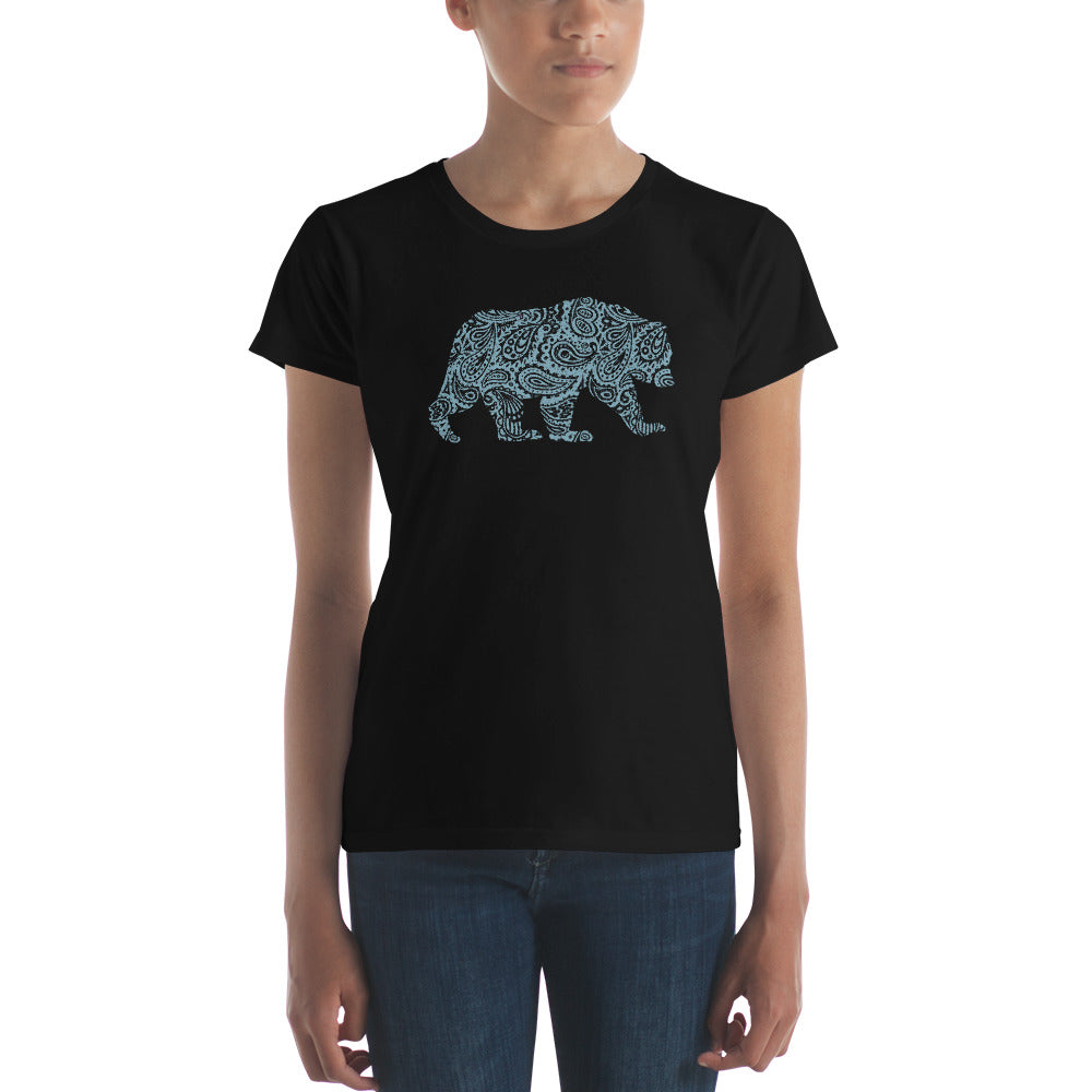 Women's Fashion Fit T-shirt - Bandana Bear Blue