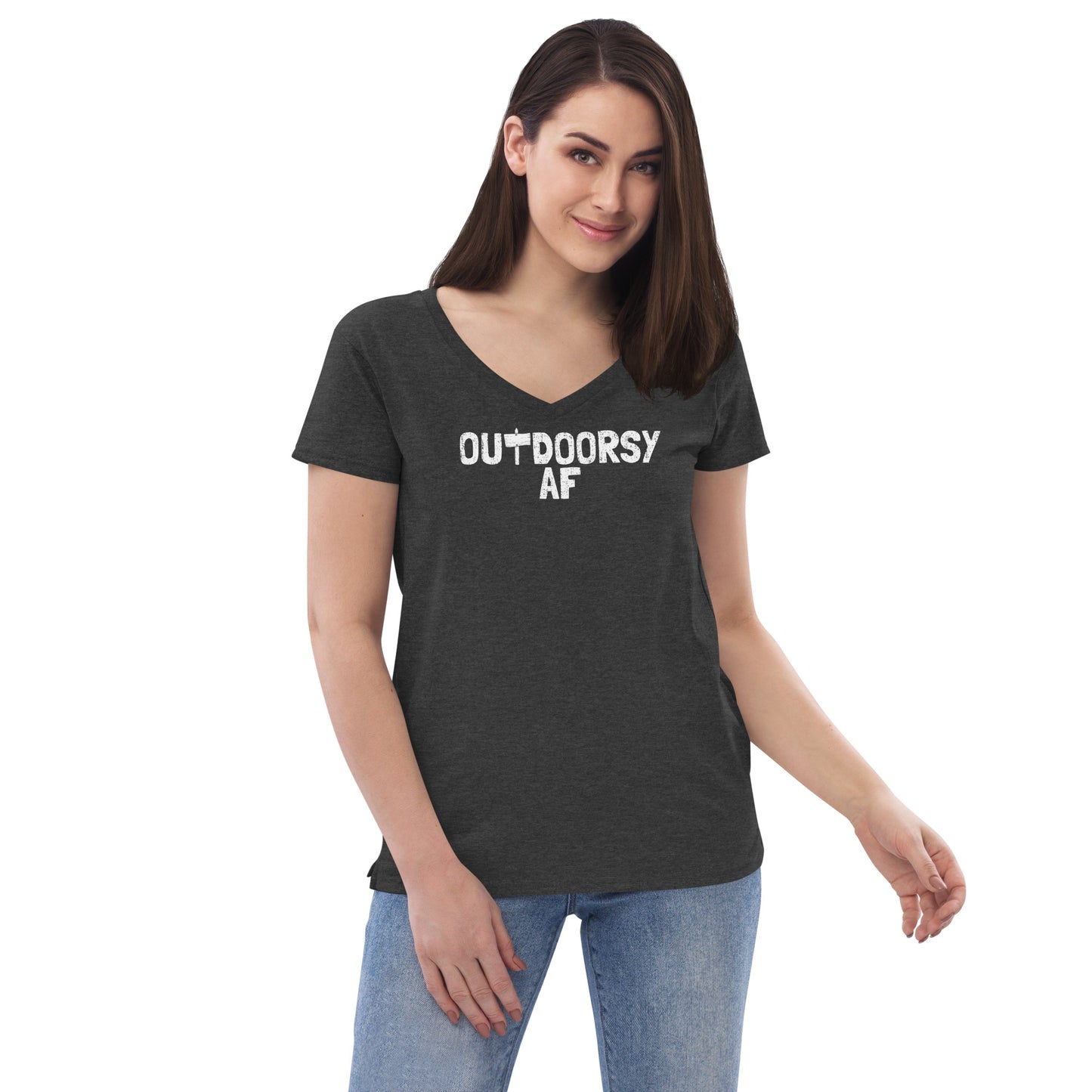 Women’s Recycled V-neck T-shirt - Outdoorsy AF