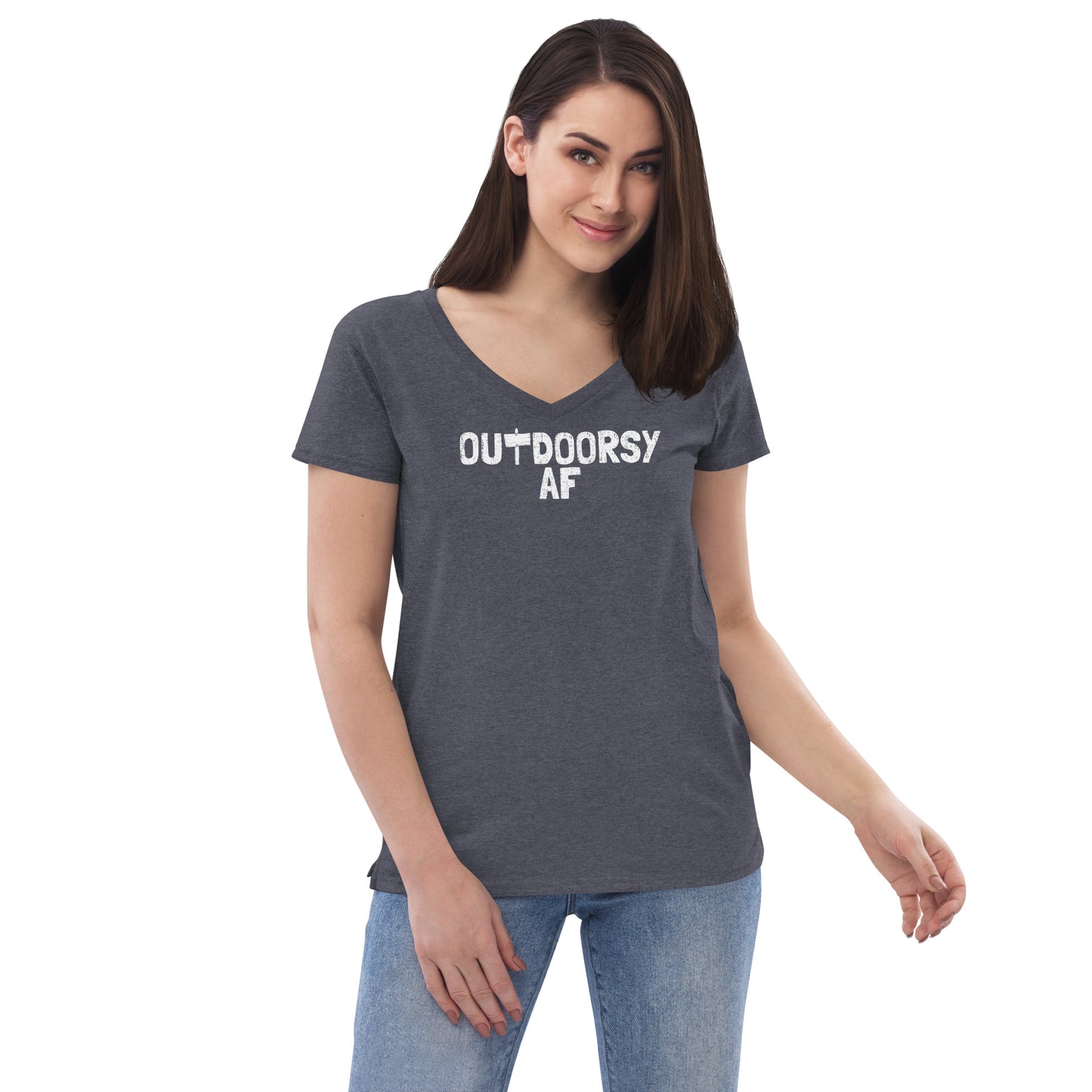 Women’s Recycled V-neck T-shirt - Outdoorsy AF